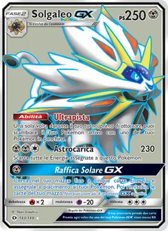 Carta Solgaleo GX dell'espansione Sole e Luna, numero 143/149
