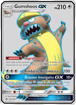 Carta Gumshoos GX dell'espansione Sole e Luna, numero 145/149