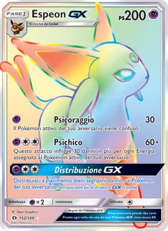 Carta Espeon GX dell'espansione Sole e Luna, numero 152/149
