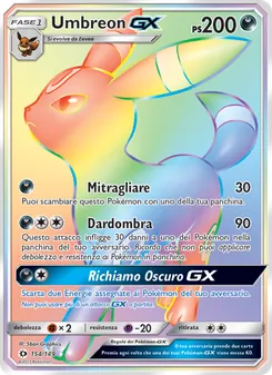 Carta Umbreon GX dell'espansione Sole e Luna, numero 154/149