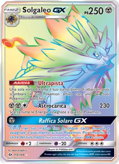 Carta Solgaleo GX dell'espansione Sole e Luna, numero 155/149