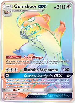 Carta Gumshoos GX dell'espansione Sole e Luna, numero 157/149