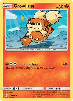 Carta Growlithe dell'espansione Sole e Luna, numero 21/149