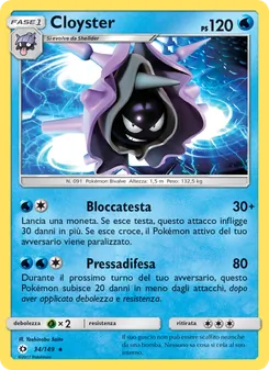 Carta Cloyster dell'espansione Sole e Luna, numero 34/149