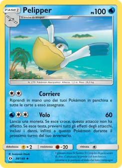 Carta Pelipper dell'espansione Sole e Luna, numero 38/149