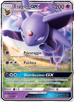 Carta Espeon GX dell'espansione Sole e Luna, numero 61/149
