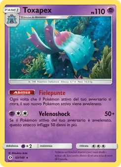 Carta Toxapex dell'espansione Sole e Luna, numero 63/149