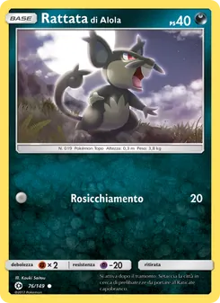 Carta Rattata di Alola dell'espansione Sole e Luna, numero 76/149
