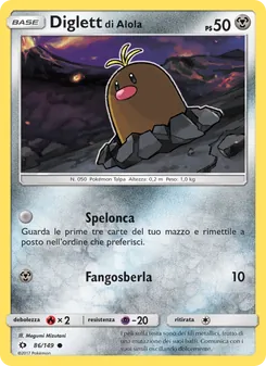 Carta Diglett di Alola dell'espansione Sole e Luna, numero 86/149