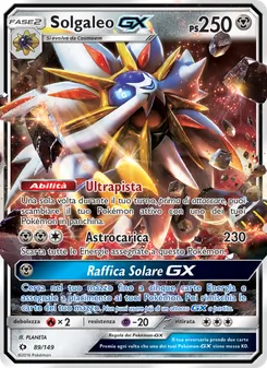 Carta Solgaleo GX dell'espansione Sole e Luna, numero 89/149