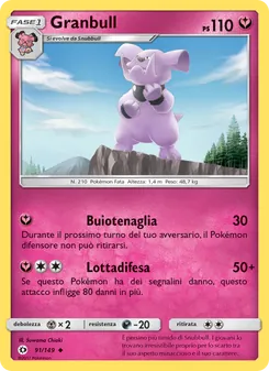 Carta Granbull dell'espansione Sole e Luna, numero 91/149