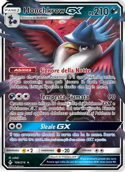 Carta Honchkrow GX dell'espansione Legami Inossidabili, numero 109/214