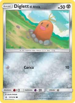 Carta Diglett di Alola dell'espansione Legami Inossidabili, numero 121/214