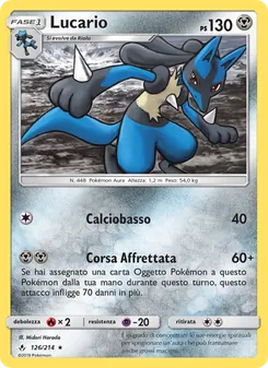 Carta Lucario dell'espansione Legami Inossidabili, numero 126/214