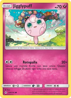 Carta Jigglypuff dell'espansione Legami Inossidabili, numero 134/214
