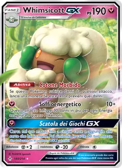 Carta Whimsicott GX dell'espansione Legami Inossidabili, numero 140/214