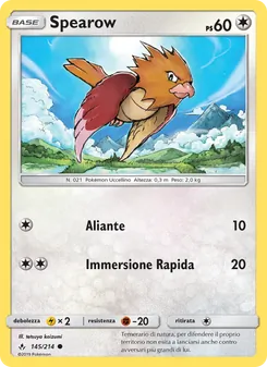 Carta Spearow dell'espansione Legami Inossidabili, numero 145/214