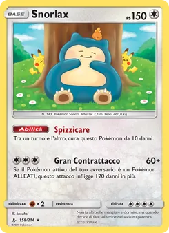 Carta Snorlax dell'espansione Legami Inossidabili, numero 158/214