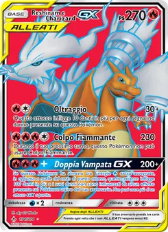 Carta Reshiram e Charizard GX dell'espansione Legami Inossidabili, numero 194/214