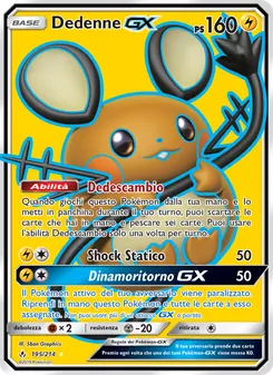 Carta Dedenne GX dell'espansione Legami Inossidabili, numero 195/214