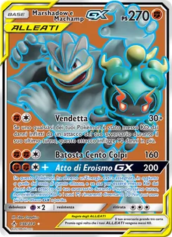 Carta Marshadow e Machamp GX dell'espansione Legami Inossidabili, numero 198/214