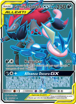 Carta Greninja e Zoroark GX dell'espansione Legami Inossidabili, numero 200/214