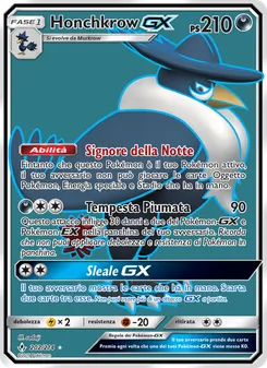 Carta Honchkrow GX dell'espansione Legami Inossidabili, numero 202/214