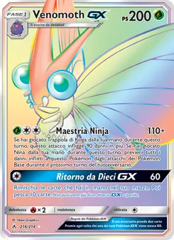 Carta Venomoth GX dell'espansione Legami Inossidabili, numero 216/214