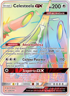 Carta Celesteela GX dell'espansione Legami Inossidabili, numero 228/214