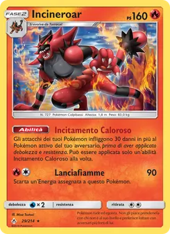 Carta Incineroar dell'espansione Legami Inossidabili, numero 29/214