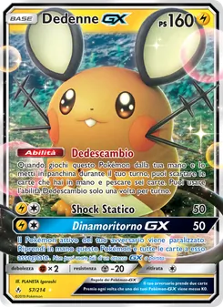 Carta Dedenne GX dell'espansione Legami Inossidabili, numero 57/214