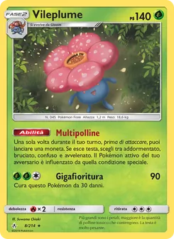 Carta Vileplume dell'espansione Legami Inossidabili, numero 8/214