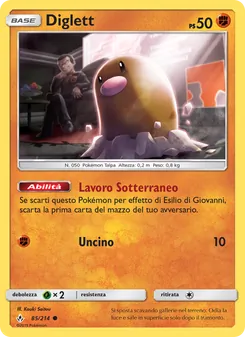 Carta Diglett dell'espansione Legami Inossidabili, numero 85/214