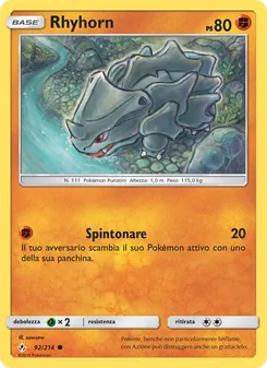 Carta Rhyhorn dell'espansione Legami Inossidabili, numero 92/214