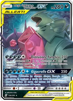 Carta Mega Sableye e Tyranitar GX dell'espansione Sintonia Mentale, numero 126/236