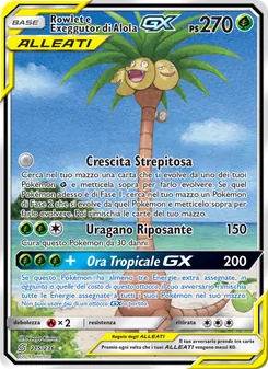 Carta Rowlet e Exeggutor di Alola GX dell'espansione Sintonia Mentale, numero 215/236
