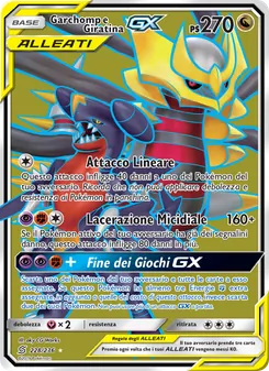 Carta Garchomp e Giratina GX dell'espansione Sintonia Mentale, numero 228/236