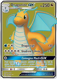 Carta Dragonite GX dell'espansione Sintonia Mentale, numero 229/236