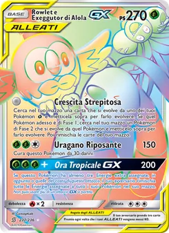 Carta Rowlet e Exeggutor di Alola GX dell'espansione Sintonia Mentale, numero 237/236