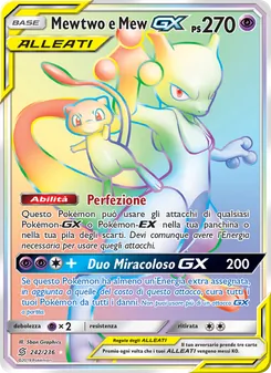 Carta Mewtwo e Mew GX dell'espansione Sintonia Mentale, numero 242/236