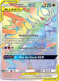 Carta Garchomp e Giratina GX dell'espansione Sintonia Mentale, numero 247/236