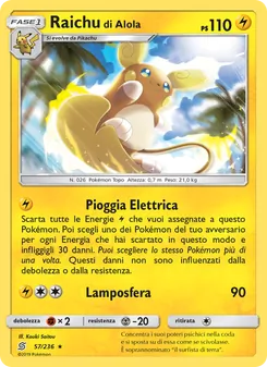 Carta Raichu di Alola dell'espansione Sintonia Mentale, numero 57/236