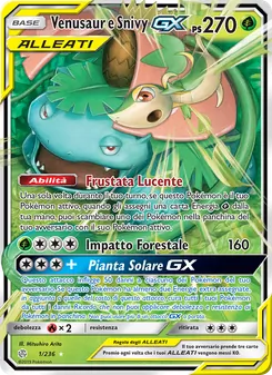 Carta Venusaur e Snivy GX dell'espansione Eclissi Cosmica, numero 1/236