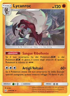 Carta Lycanroc dell'espansione Eclissi Cosmica, numero 124/236