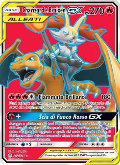 Carta Charizard e Braixen GX dell'espansione Eclissi Cosmica, numero 212/236