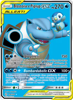 Carta Blastoise e Piplup GX dell'espansione Eclissi Cosmica, numero 214/236