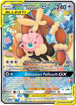 Carta Mega Lopunny e Jigglypuff GX dell'espansione Eclissi Cosmica, numero 226/236