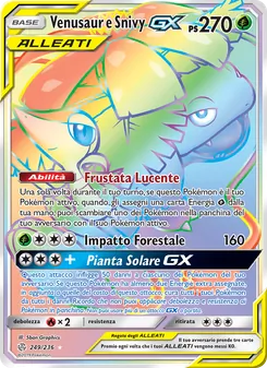 Carta Venusaur e Snivy GX dell'espansione Eclissi Cosmica, numero 249/236