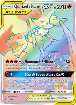 Carta Charizard e Braixen GX dell'espansione Eclissi Cosmica, numero 251/236