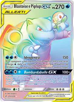 Carta Blastoise e Piplup GX dell'espansione Eclissi Cosmica, numero 253/236